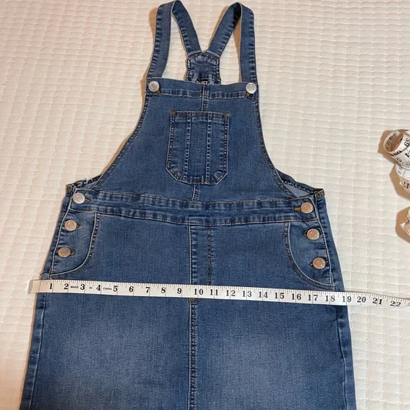 Denim Overall Midi Dress with Adjustable Straps - Picture 8 of 11